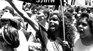 1988 protest in Sydney. Picture by Newspix, via Barani (Sydney's Aboriginal History)